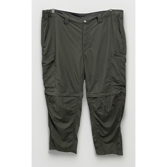 Columbia Convertible Zip Off Nylon Pants Men's Size 42x30 Green Cargo Utility - Picture 1 of 8